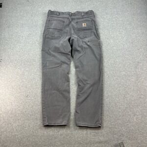 Carhart Relaxed Fit Cargo Workwear Gray Pants Men's 36x30 Canvas Stretch
